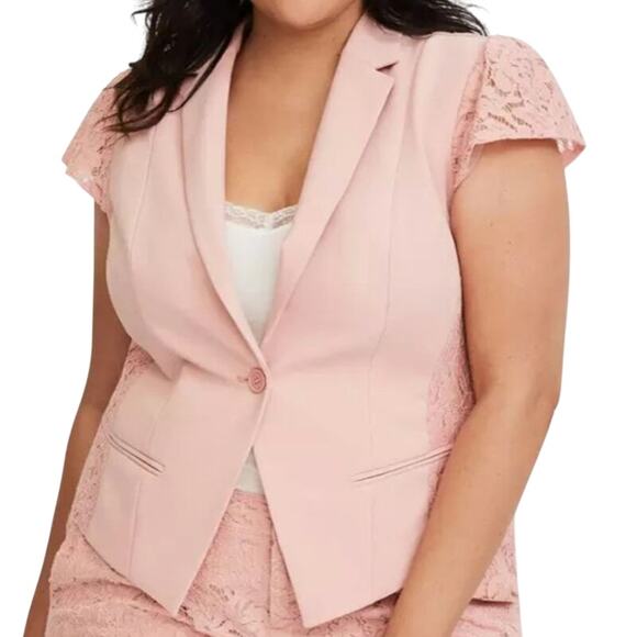 NWT Torrid Blush Floral Lace Short Sleeve Blazer - Picture 1 of 8